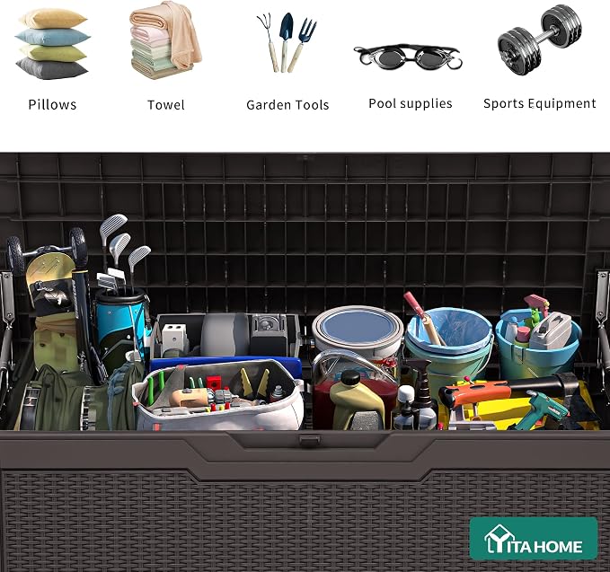 YITAHOME 80 Gallon Outdoor Storage Box | Large Water Resistant Resin Deck Box - Image 4