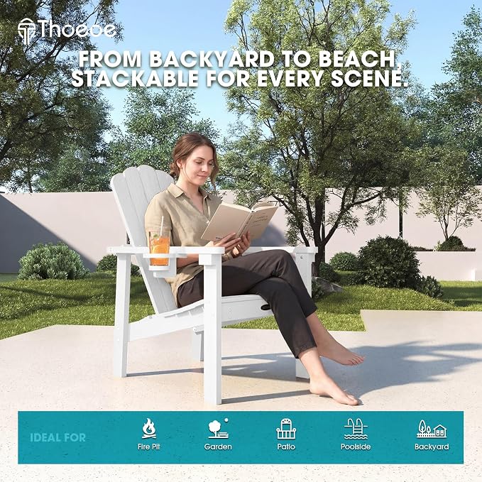 THOEOE Stackable Adirondack Chair Set of 6, Fire Pit Chairs, Space Saving - Image 7