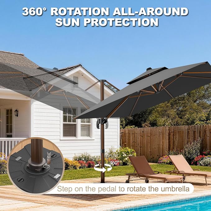 10x13FT Cantilever Outdoor Patio Umbrellas - Image 3
