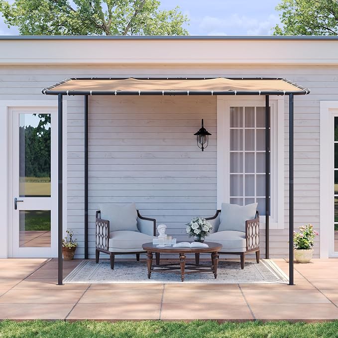 Aoxun 10x8 Lean-to Gazebo, Sloped Roof Pergola Porch Canopy Awning - Image 2