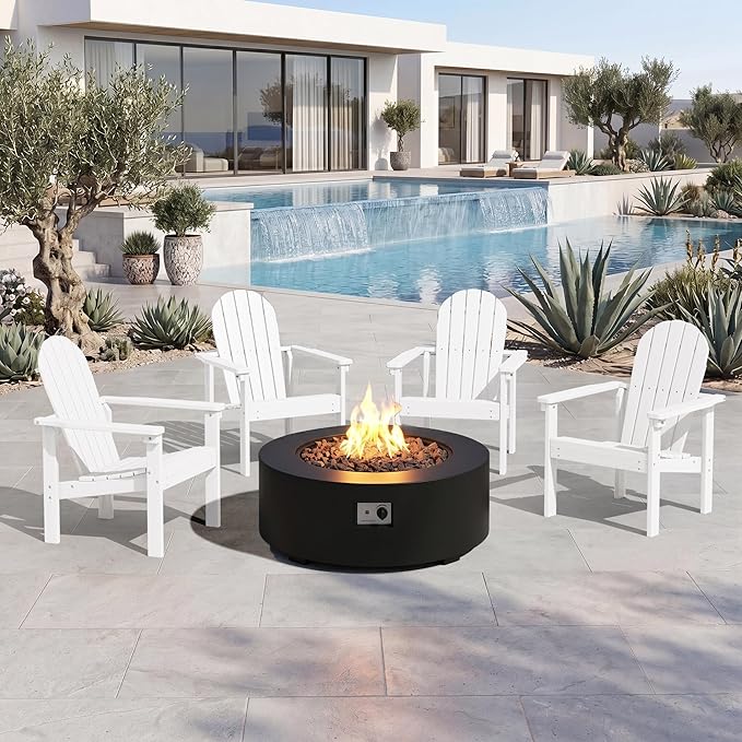 SERWALL HDPE Stackable Adirondack Chairs Set of 4, Space-Saving by SERWALL