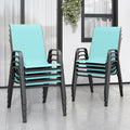 Stackable Patio Chairs Set of 8, Light Blue | Outdoor Dining Chairs by Vimstora