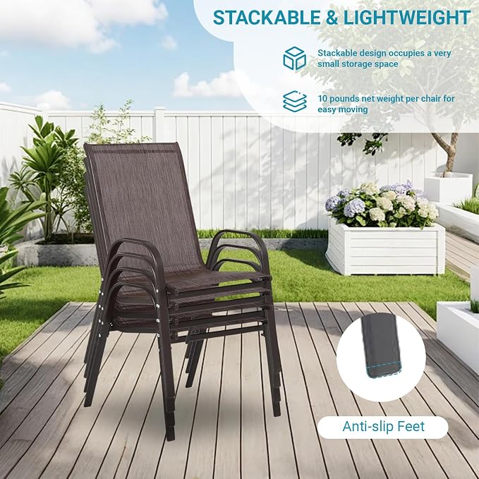 Patio Chairs Set of 4, Breathable Textilene, Weatherproof Frame, Quick Setup - Image 4