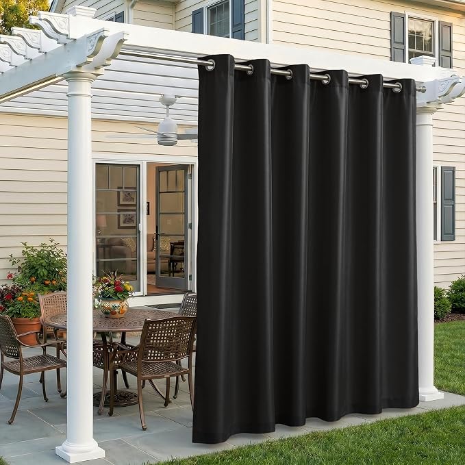 Set of 4 Outdoor Curtains for Patio Waterproof, Breathable Grommet Panels for by Sunshelf