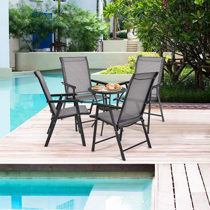 GIANTEX Set of 4 Folding Patio Chairs, Outdoor Portable Dining Chairs - Image 2