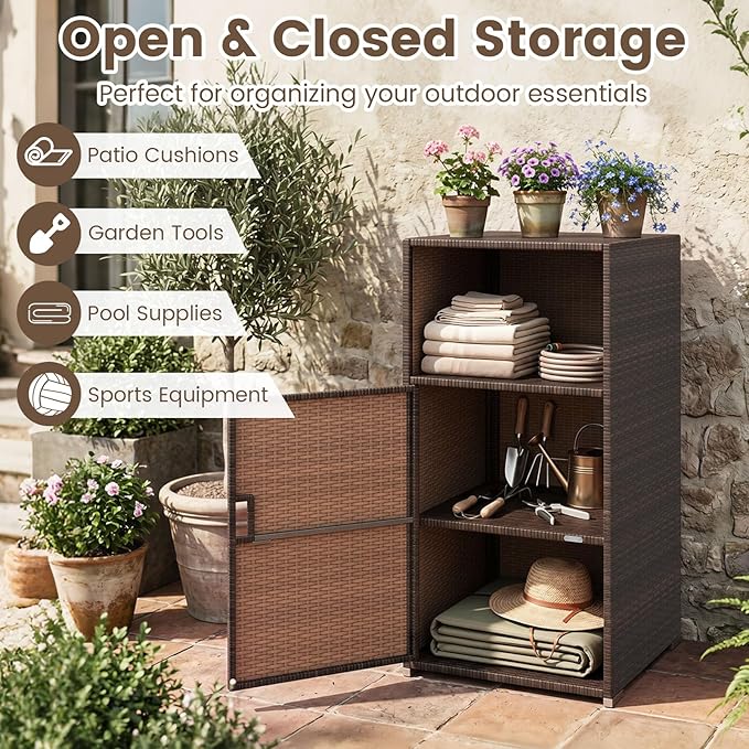 Tangkula Rattan Outdoor Storage Cabinet - Image 3