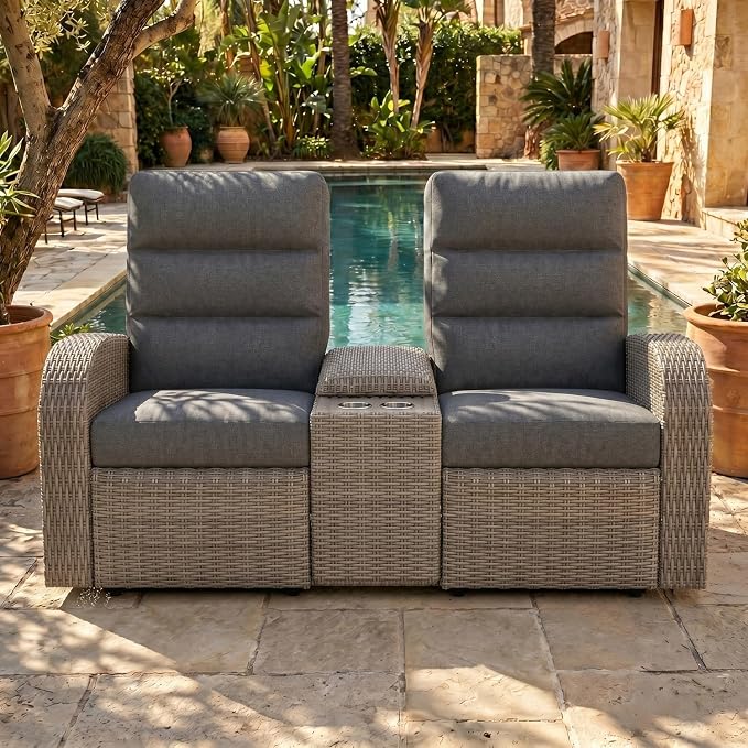 Oversized Wicker Outdoor Recliner Lovseat by LayinSun