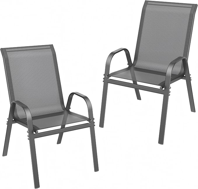Patio Chairs Set of 2, Stackable Outdoor Dining Chairs | All Weather Dining Set by ONBRILL