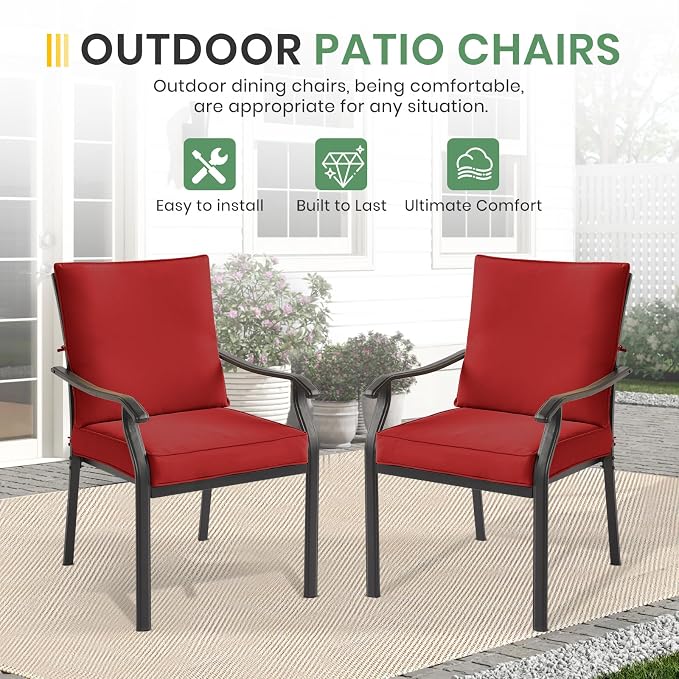 LVUYOYO Outdoor Patio Dining Chairs Set of 6, Metal Stackable Chairs Set - Image 4