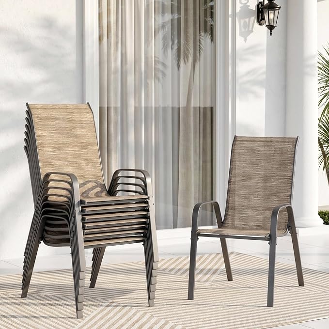 TLSUNNY Patio Chair, Outdoor Stackable Textilene Chairs Set of 8, by TLSUNNY