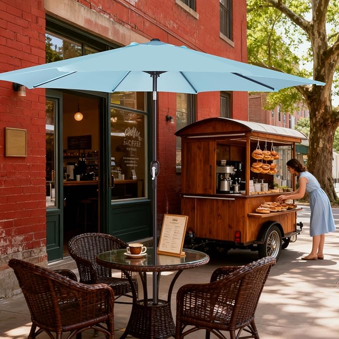 9' Outdoor Patio Umbrella, Outdoor Table Umbrella, Yard Umbrella, Market - Image 8