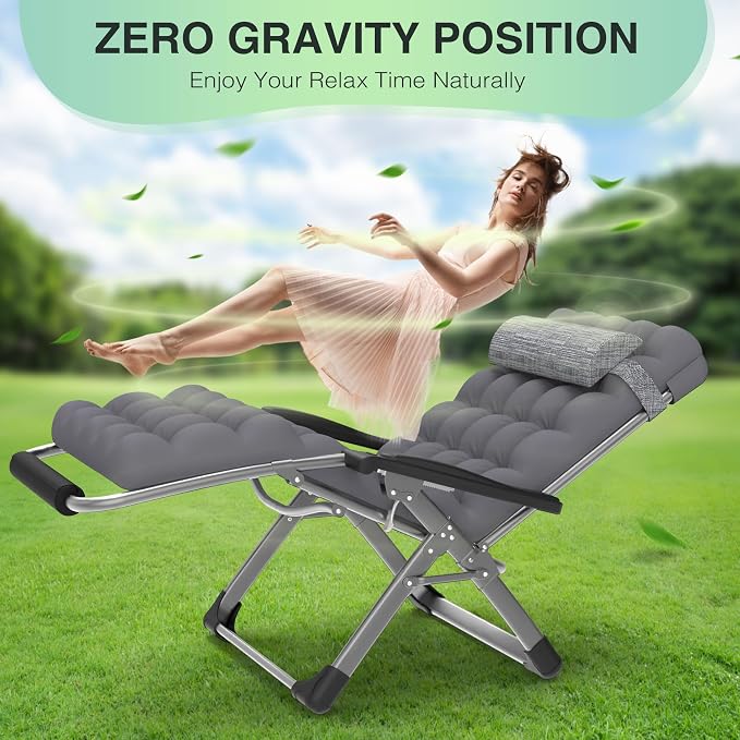 Suteck Oversized Zero Gravity Chair, 500LBS 33" XXL Reclining Lounge Chairs | - Image 6