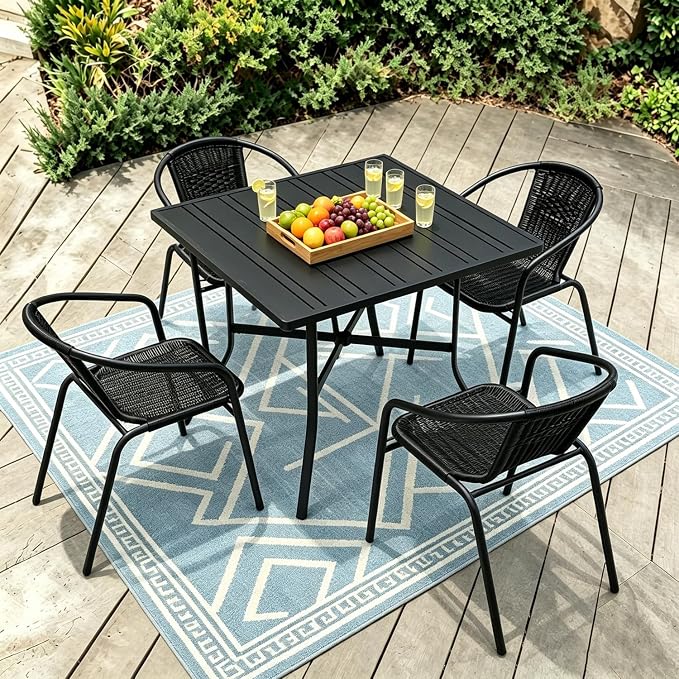 4 Stackable Wicker Patio Chairs, Weather-Resistant Outdoor Seating - Image 3