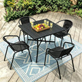 5 Piece Patio Dining Set with Black Outdoor Metal Table & 4 Hand-Woven PE by Home