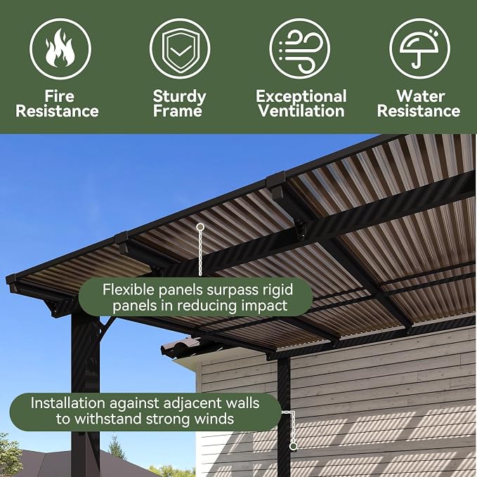 Aoxun 34’x10’ Gazebo with Aluminum Frame & Polycarbonate Panel, Outdoor Patio - Image 8