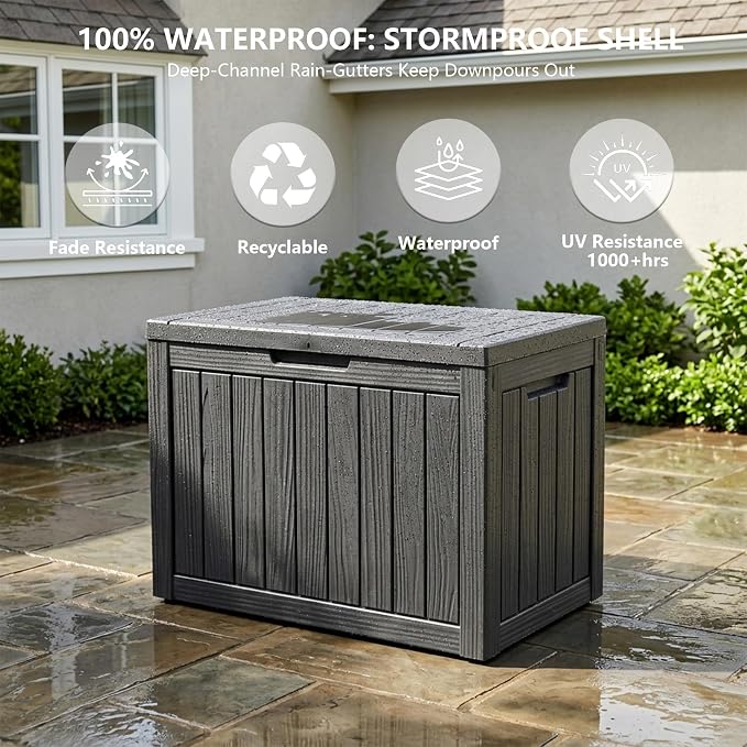 Outdoor Storage Box, 50 Gallon Waterproof Deck Box, Snap-Together Storage Bin - Image 4