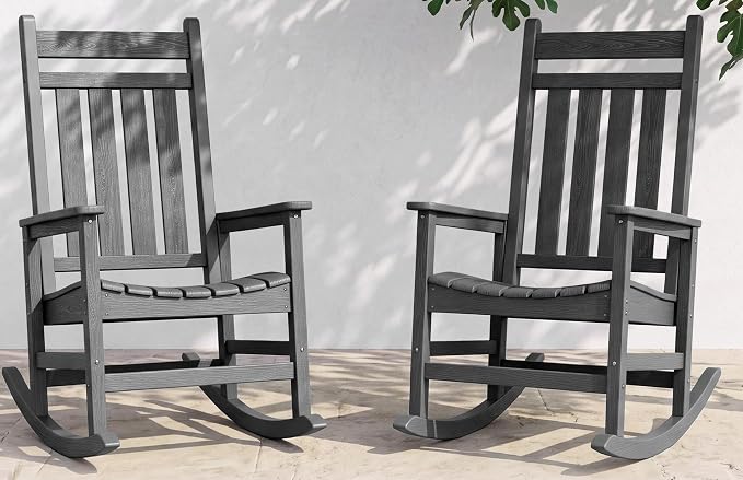 SERWALL Outdoor Rocking Chair Set of 2, Oversized Rocker by SERWALL