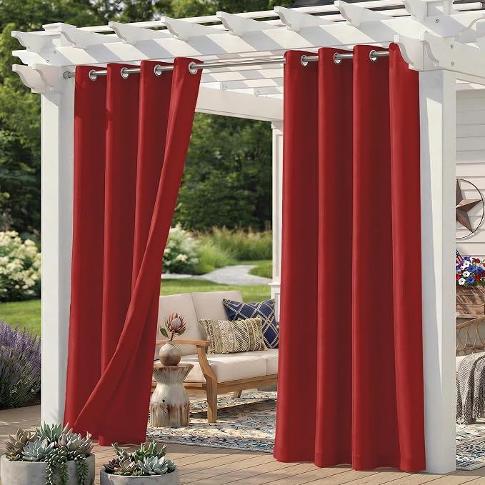 Set of 6 Outdoor Curtains for Patio Waterproof, Breathable Grommet Panels for by Sunshelf