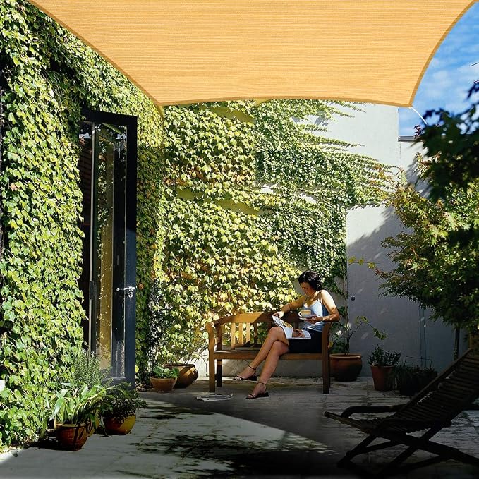 Eden's Decor Straight Flat-Edged Sun Shade Sail Rectangular 18' x 20' Wheat - Image 7