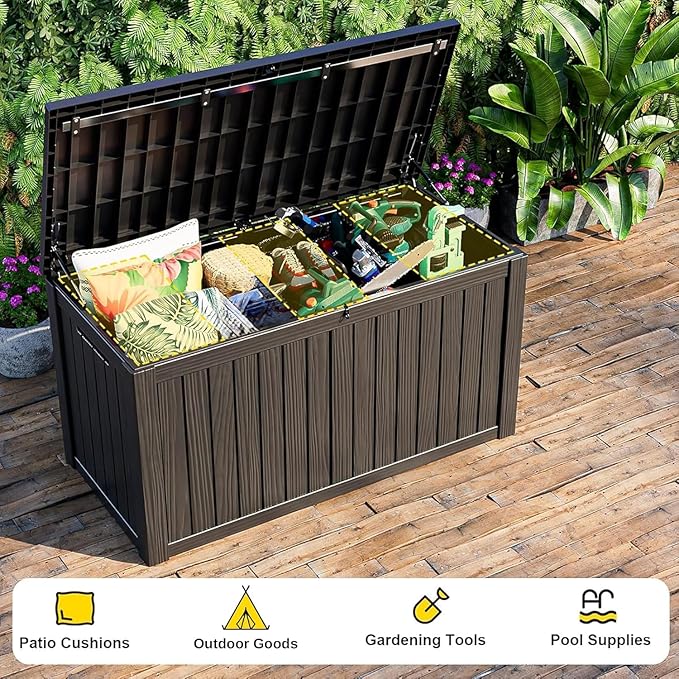 280 Gallon Waterproof Outdoor Storage Box, UV Resistant Resin Deck Box - Image 4
