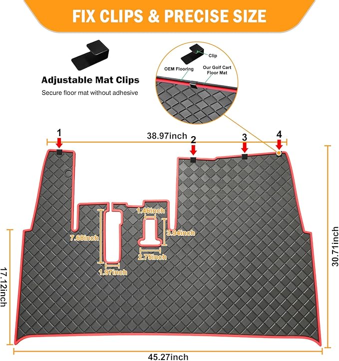 Golf Cart Floor Mat for Yamaha,Customize Non-Slip Full Coverage Liner Matt Replacement Fits to Yamaha G29/Drive, Drive2,Adventurer,QuieTech 2017+,Durable Easy to Clean