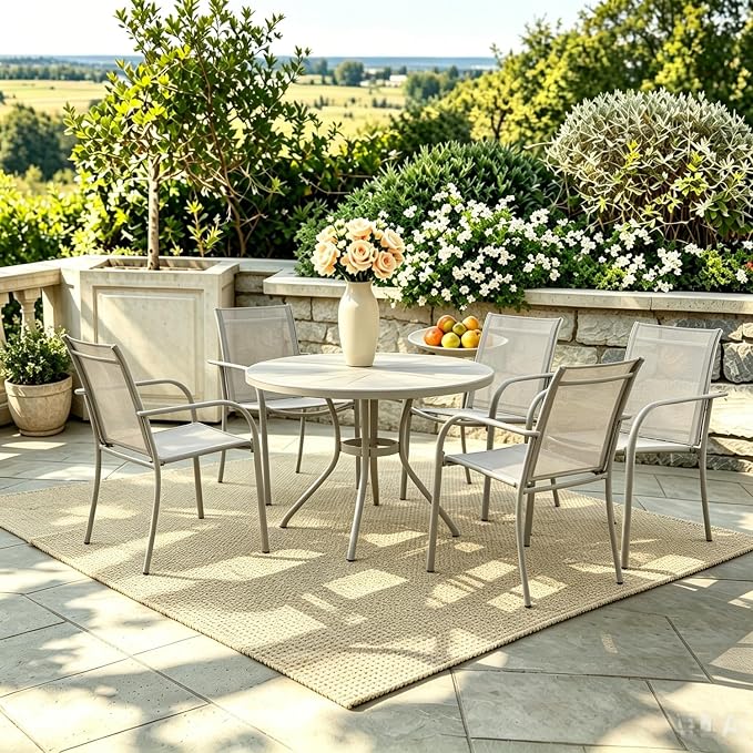 Stackable Patio Chairs Set of 2, Outdoor Dining Chairs - Image 3