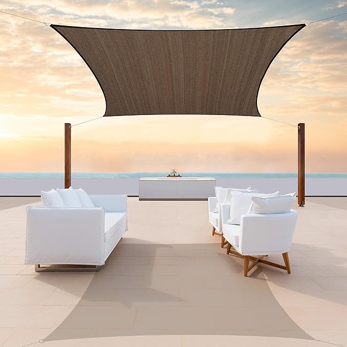 Colourtree CTAPR1220 Custom Size 14' x 22' Brown Sun Shade Sail Canopy UV Block by ColourTree