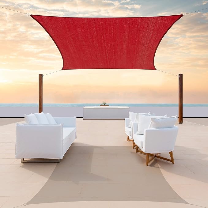 Colourtree CTAPR1220 Custom Size 11' x 17' Red Sun Shade Sail Canopy UV Block by ColourTree