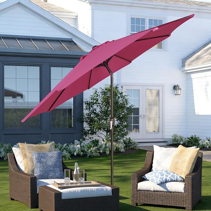 9' Outdoor Patio Umbrella, Outdoor Table Umbrella, Yard Umbrella, Market - Image 9