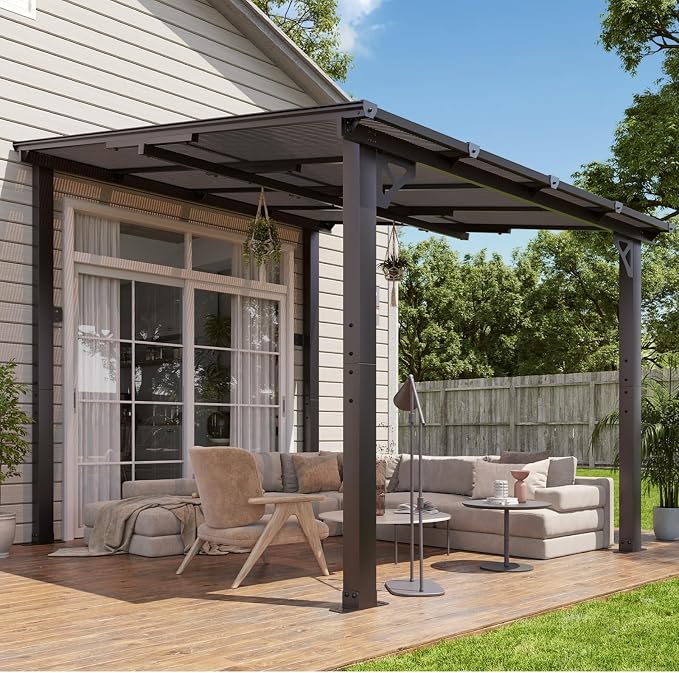 Aoxun 8’x10’ Gazebo with Aluminum Frame & Polycarbonate Panel, Outdoor Patio by Aoxun