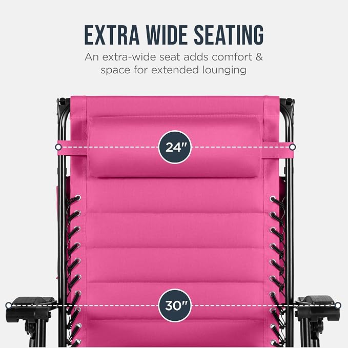 Best Choice Products Oversized Padded Zero Gravity Chair w/Canopy Headrest Cup - Image 5