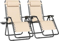 Set of 2 Adjustable Zero Gravity Lounge Chairs Outdoor Recliner w/Cup Holder by TQKVIPI