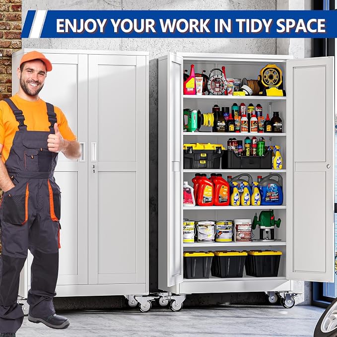GAIOUS 73.6” Tall Metal Garage Storage Cabinet - Image 5