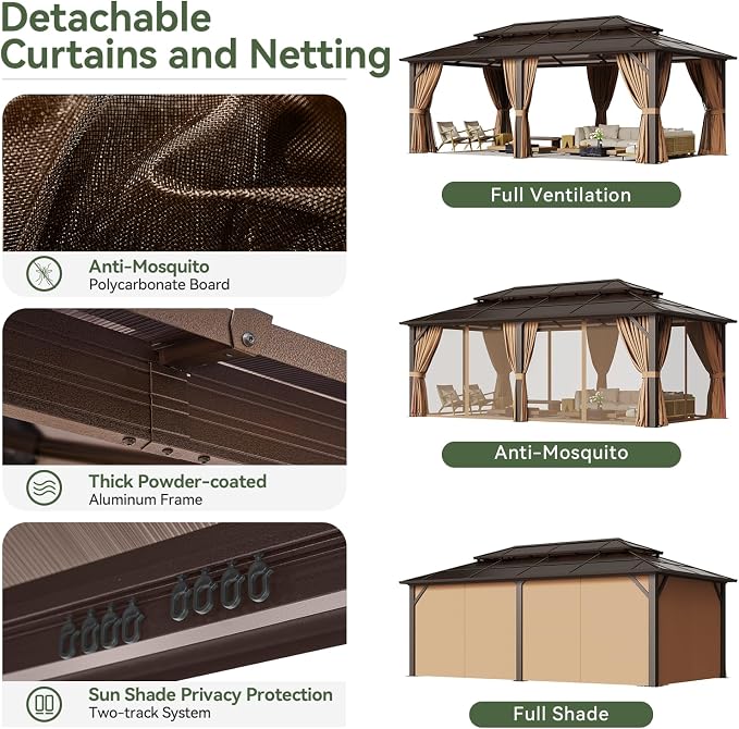 Aoxun 12'x20' Hardtop Gazebo - Image 5