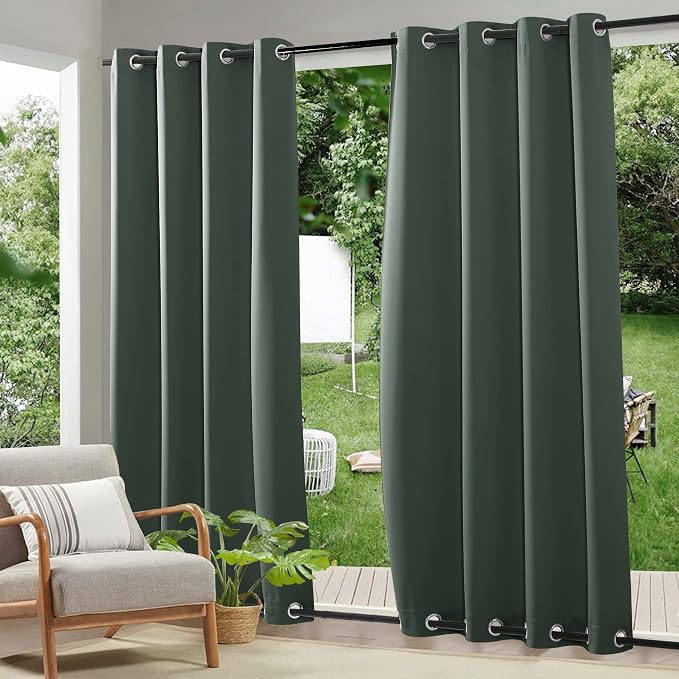 RYB HOME Outdoor Curtains 2 Panels, Waterproof Windproof Blackout Curtains by RYBHOME