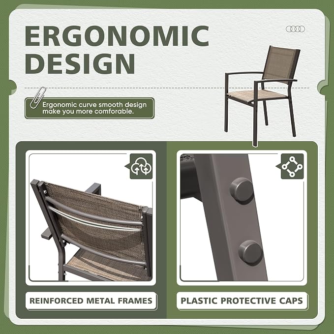 Flamaker Patio Chairs Textilene Outdoor Chairs Set of 6 Stackable Dining Chair - Image 4