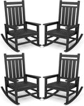 SERWALL Outdoor Rocking Chair Set of 4, HDPE Rocker by SERWALL