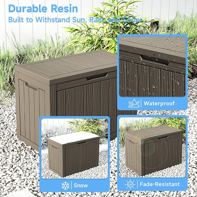 55 Gallon Outdoor Storage Box Waterproof, UV Resistant Resin Deck Box - Image 5