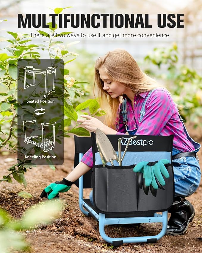 AZBESTPRO Garden Kneeler and Seat, Upgraded Foldable Heavy Duty Gardening Stool - Image 3