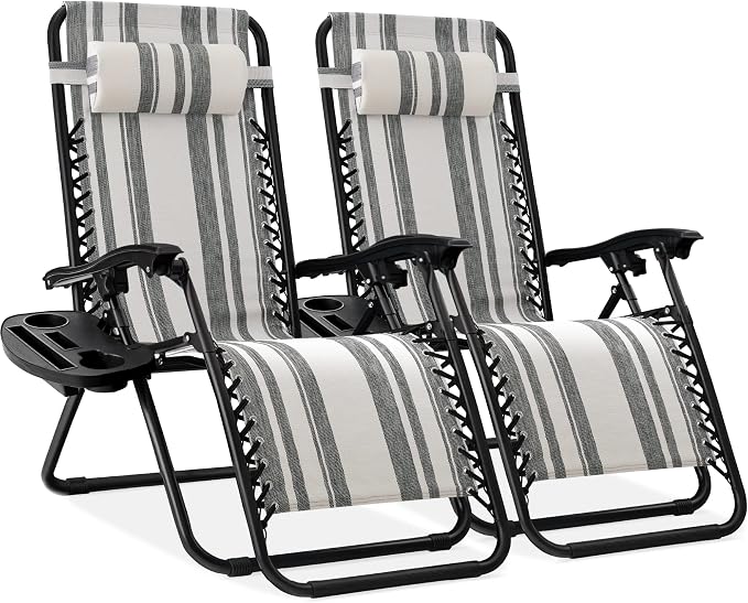 Best Choice Products Set of 2 Adjustable Steel Mesh Zero Gravity Lounge Chair by Unknown