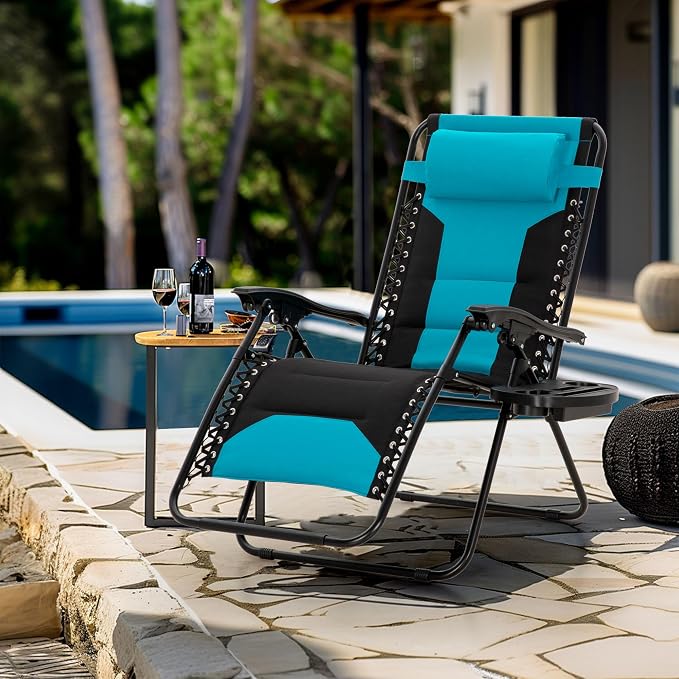 MFSTUDIO Padded Zero Gravity Chair Set of 2, Folding Patio Lounge Recliner - Image 2