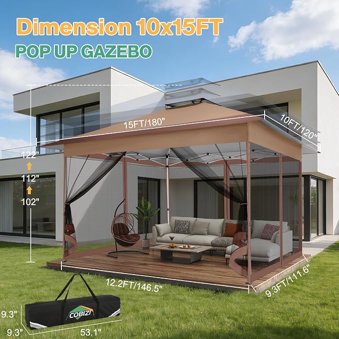 COBIZI 10x15 Pop up Canopy Gazebos on Clearance-Canopy Tent - Image 3