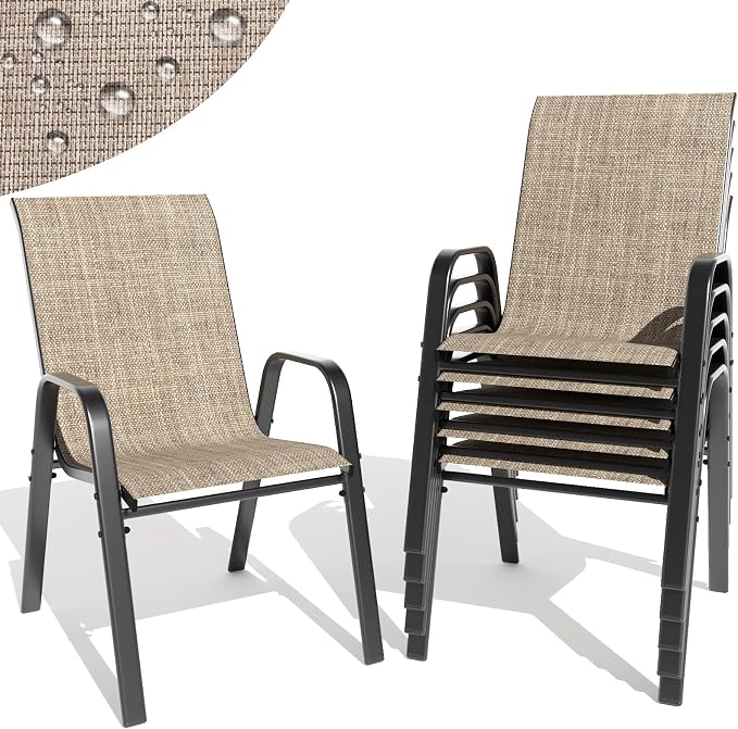 Patio Dining Chairs Set of 6, Outdoor Stackable Dining Chairs by TQKVIPI