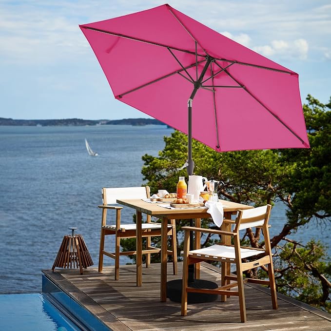 JEAREY 7.5 ft Outdoor Patio Umbrella, Table Umbrella, Rose Pink | 6 Sturdy Ribs - Image 4