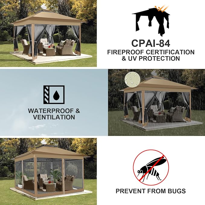 COBIZI 12x12 FT Pop up Gazebo on Clearance Canopy Tent, Carpas para Patio - Image 5
