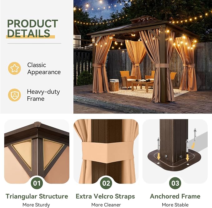 Aoxun 10'x10' Hardtop Gazebo - Image 5