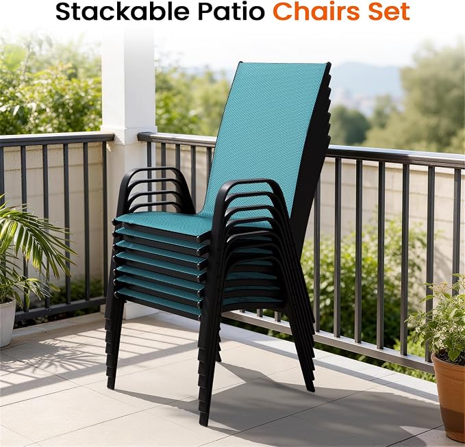 JEAREY Patio Dining Chairs 4 Pack, Outdoor Stackable Dining Furniture Set - Image 7