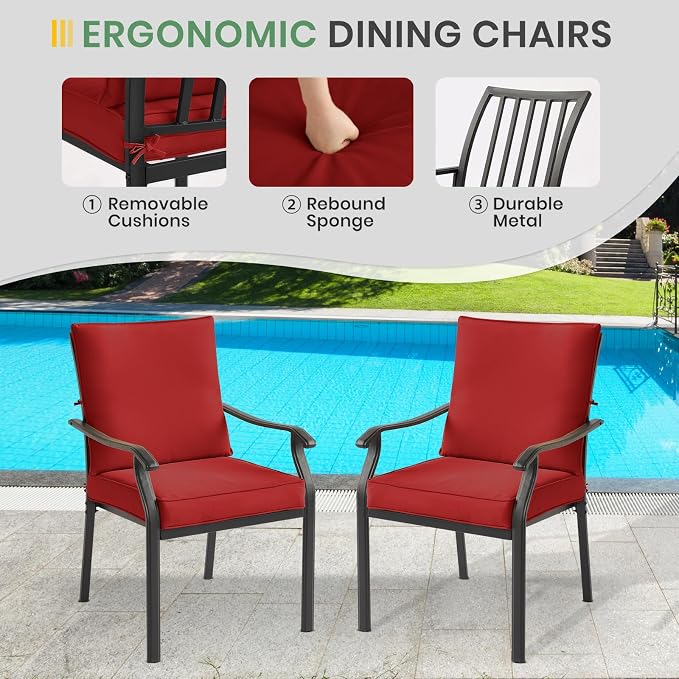 LVUYOYO Outdoor Patio Dining Chairs Set of 4, Metal Stackable Chairs Set - Image 5