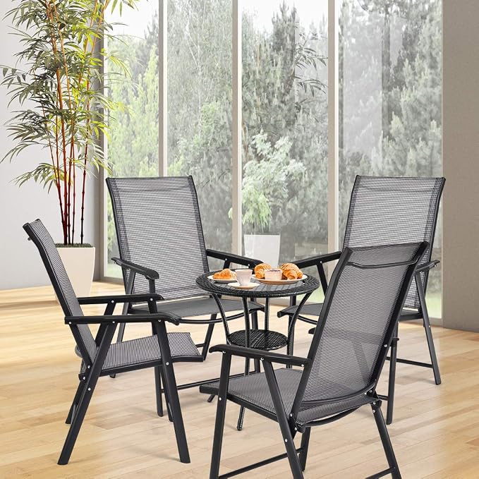 GIANTEX Set of 4 Folding Patio Chairs, Outdoor Portable Dining Chairs - Image 10
