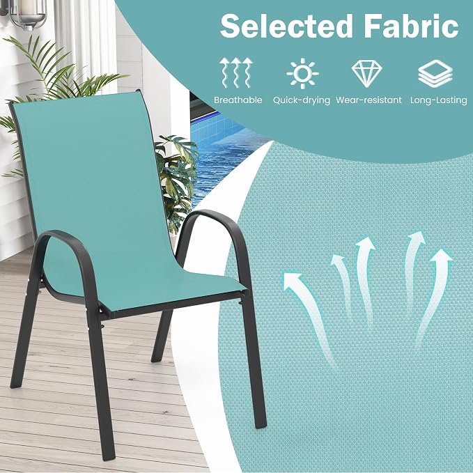 COSTWAY Patio Stackable Dining Chairs Set of 2 - Image 4